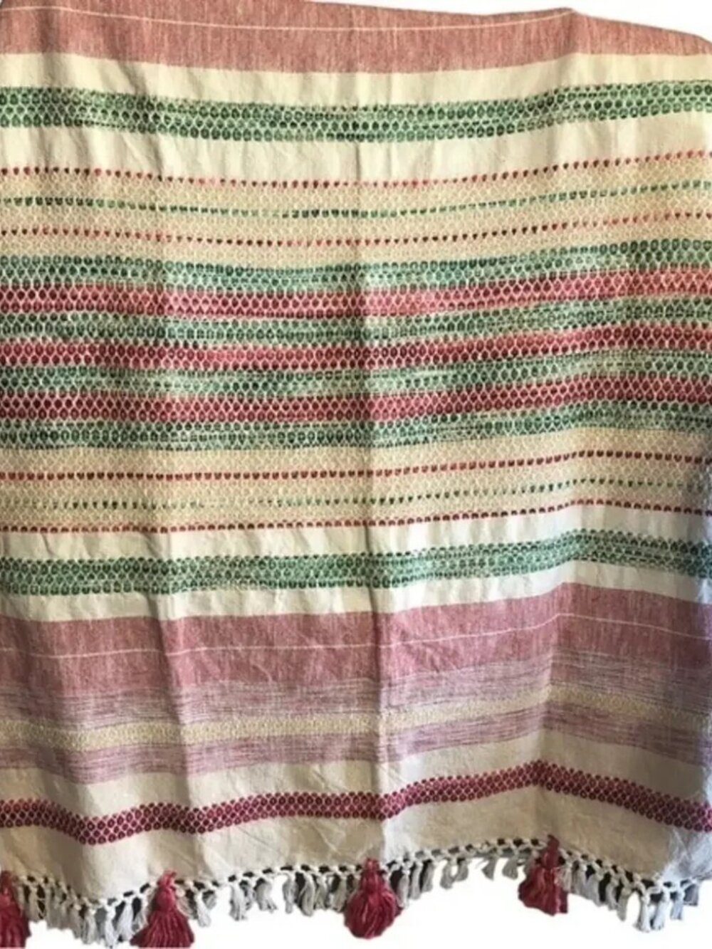 Cherished Traditions tasseled ivory throw